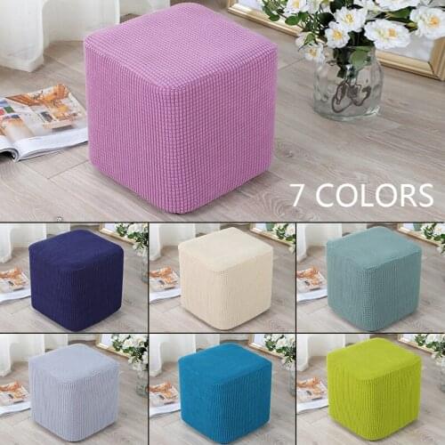 Solid Stretch Fashion Ottoman Slipcover Durable Dust Proof Sofa Footstool Cover Decor Storage Soft Chair Polyester Protector