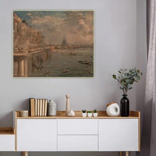 Citon John Constable《Somerset House Terrace from Waterloo Bridge》Canvas Art Oil painting Backdrop Wall Decor Home Decoration