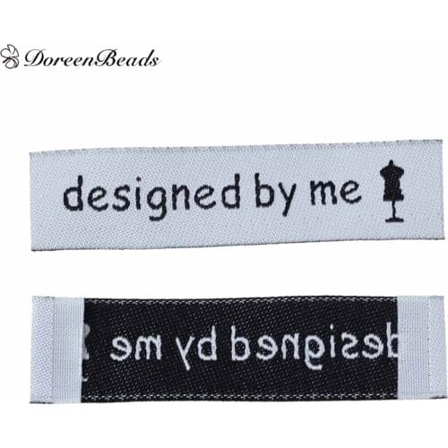 DoreenBeads 50 PCs Handmade Clothes Bags Terylene Woven Printed Labels DIY Scrapbooking Craft Rectangle designed by me