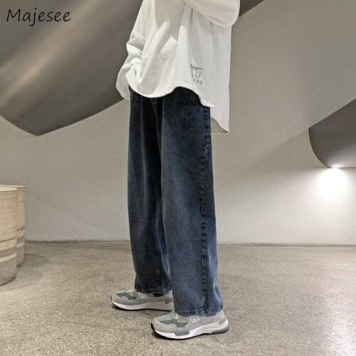 Jeans Men Vintage Denim Loose Harajuku Student Korean Fashion Straight Trousers Chic Casual All-match Handsome Mens Clothing New
