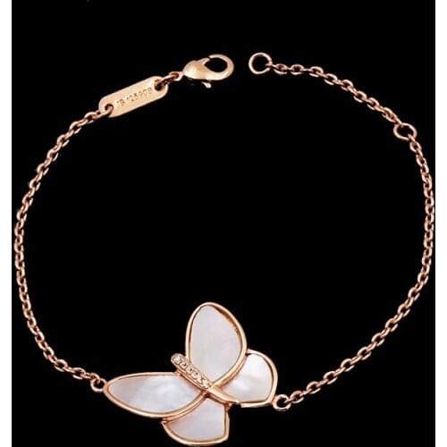 Beautiful OL Style Fashion White Shell Butterfly Micro CZ Crystals Charms Bracelet for Women Fashion Jewelry