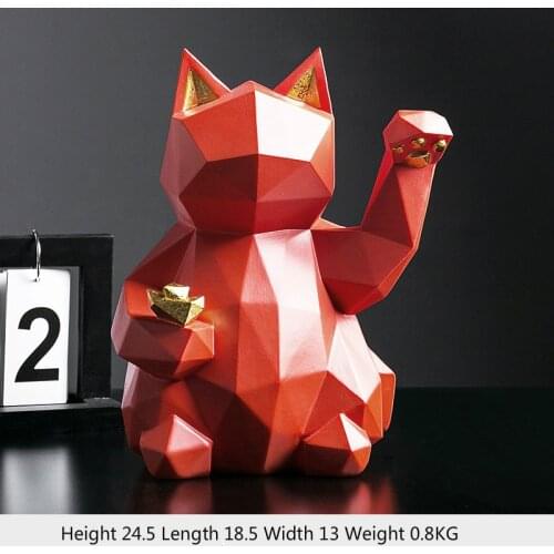Creative Lucky Cat Creative Living Room Lucky Cat Home Decoration Wine Cabinet Decoration Mascot Animal Figures CN(Origin)