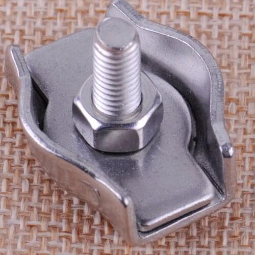 LETAOSK High Quality 10pcs Stainless Steel Wire Rope Simple Grips Cable Clamps Caliper Clips 12mm