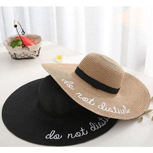 MAERSHEI Big Brim Ladies Summer Straw Hat Letter Embroidery Cap Youth Hats For Women Shade sun hats Beach hat Free Delivery