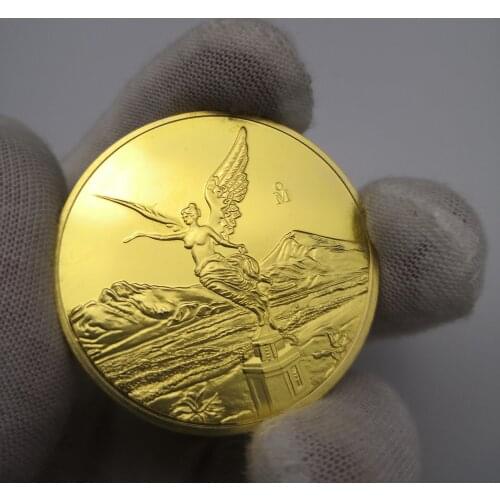 Mexico Liberty Gold Plated Coin Commemorative Eagle Snake Coins Collection Gifts Drop Shipping