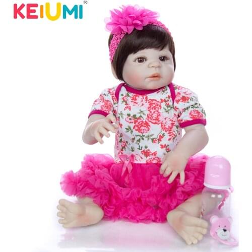 Washable 23Inch Full Silicone Reborn Baby Girl Dolls Lifelike 57 cm Adorable Boneca Reborn Model Toy For Birthday XMAS Gifts
