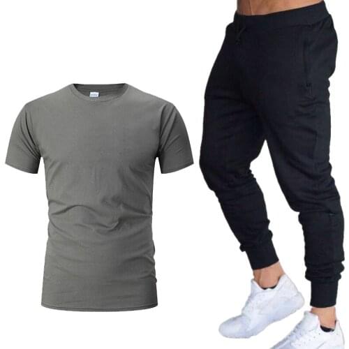 Mens Clothing T-shirt + pants set 2021 New Male Tracksuit Summer Sportswear Short Sleeve Brand suits casual sports mens sets