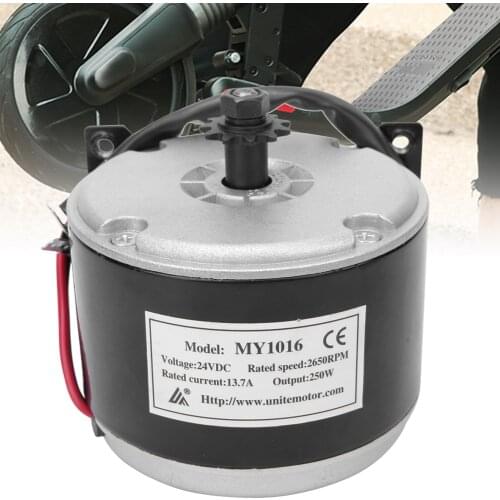 MY1016 24V 250W DC Motor High Speeds Small Brush Motor With Belt Pulley For Electric Bike And Scooter Modification Accessories