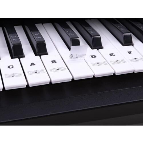 Piano Stickers for Keys Transparent Removable Kids and Beginners Piano Keyboard Stickers Full Set for 49/61/88 Keyboards