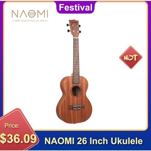 NAOMI 26 Inch Ukulele Sapele Topboard Rosewood Fretboard and Bridge Nylon Strings Musical Instrument Toy Guitar Ukeleles