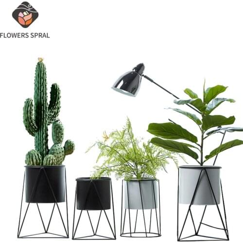 Nordic Style Creative Iron Flower Pot Home Decoration Hydroponic Green Plants Bedroom Desk Office Flower Pot Vase Decoration
