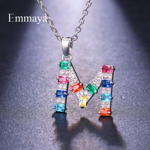 Emmaya New Fashion Ingenious Design muliticolors Cubic Zircon 26 Letters For Women&Girls Exquisite Necklace In Modern Party