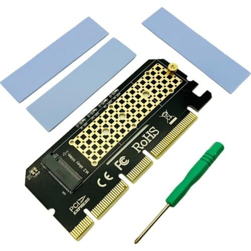 PCIE to M2 Adapter PCI Express PCI-E 3.0 X4 X8 X16 to M.2 NGFF M Key Connector M2 Nvme PCIE SSD Heatsink SSD Riser Card with LED