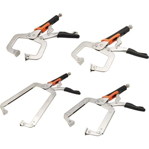 Uxcell C-Clamp Locking Pliers Anti-Slip Handle Pliers with Swivel Pads to controlled one-handed operation Nickel Plated