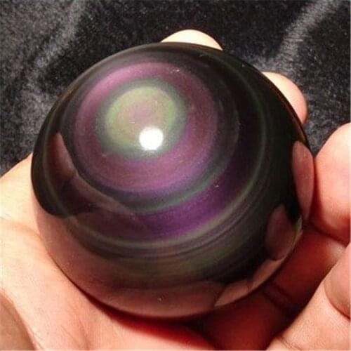 RAINBOW !! NATURAL Cats Eye Obsidian QUARTZ CRYSTAL Sphere Ball RARE
