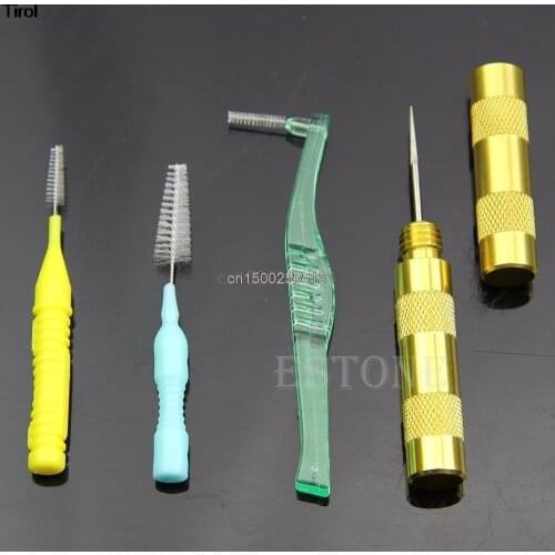 Cleaning Airbrush Nozzle Spray Gun Repair Needle & Brush Kit Tool Set