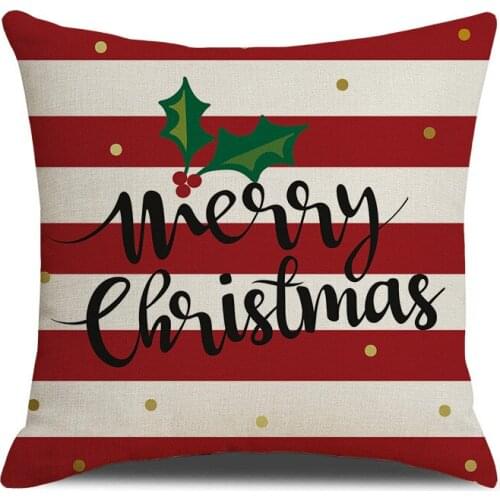 Merry Christmas Cushion Cover Pillowcase Cotton Linen Comfortable Home Decoration