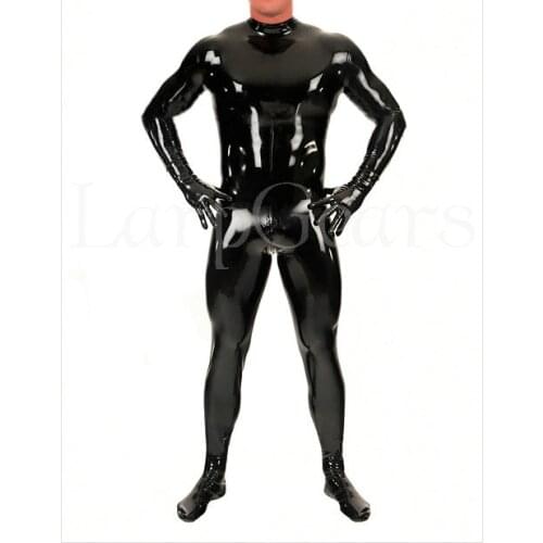 Handmade rubber catsuit latex leotard sexy garment for male skintight latex bodysuits