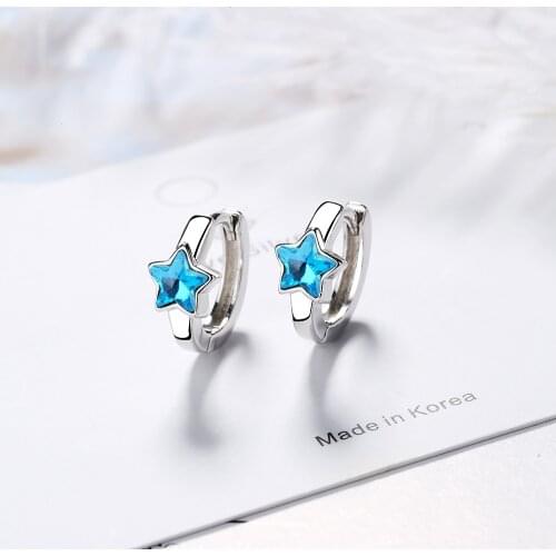 Fashion Blue Crystal Star Charm Piercing Stud Earring For Women Girls Party Jewelry Pendientes Accessories eh1210