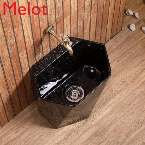 Small mop pool mini black mop pool floor type household balcony toilet mop bucket ceramic mop pool