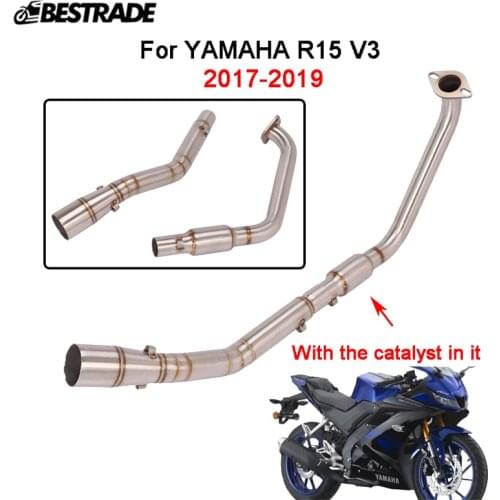 Motorcycle Exhaust Pipe Connection Pipe Middle Link Tube Slip on 51mm Muffler Tube Stainless Steel For Yamaha R15 V3 2017-2019