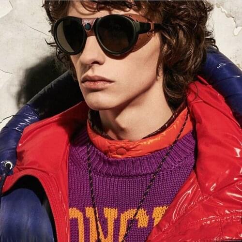 2020fashion vintage steampunk punk style sunglasses leather side shield design brand sunglasses sunglasses oculos feminino UV400