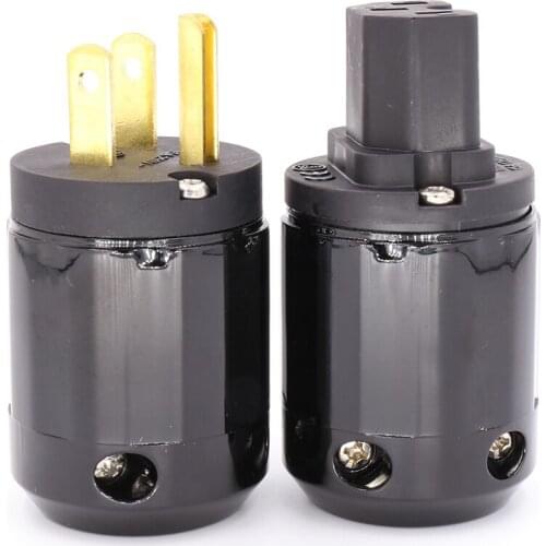 US Hifi Power Plug Gold-plated Power Connector + IEC female connector For HIFI Amdifter