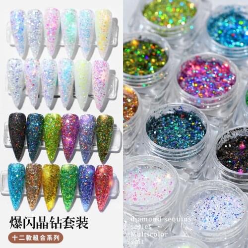 Japanese Manicure Laser Glitter Sequins 12 Colors Light Change Onion Powder Nail Art Decorations Boxed Symphony