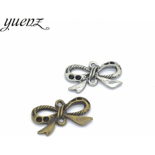 YuenZ 10 pcs Antique Silver color Bow Charms Pendants for Bracelet Necklace DIY Jewelry Making Finding Accessories 23*13mm N121