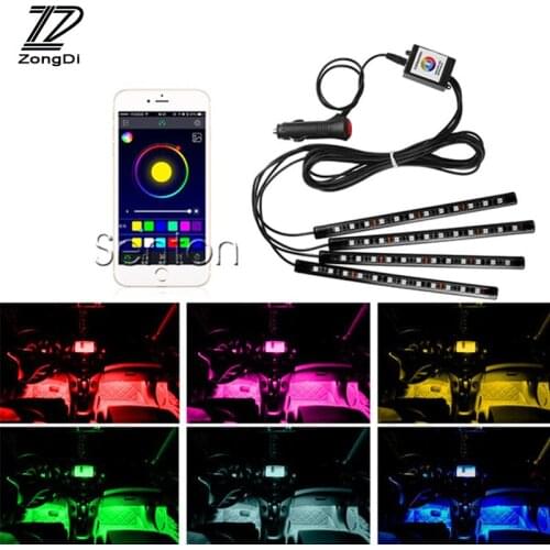 ZD Car Atmosphere Neon Lamp Light For Volvo S60 V70 XC90 Subaru Forester Peugeot 307 206 308 407 3008 Android ios APP Control
