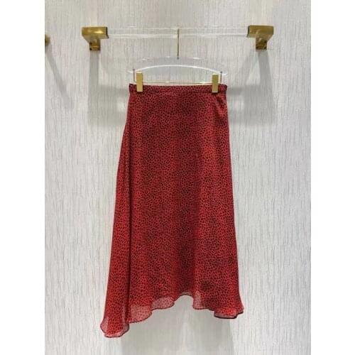 New 2021 Summer Women Fashion Runway Midi Skirts High Waist Bow Leopard Print Elegant Ladies Silk A-Line Skirts