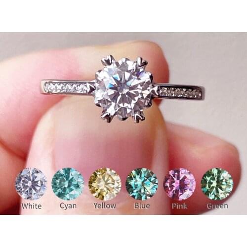Snowflake design moissanite ring size 6.5mm 1CT Not adjustable Resizable 925 Sterling Silver Gemstone Diamond ring Round cut