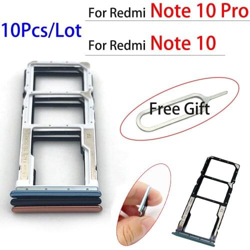 10Pcs/Lot ， For Xiaomi Redmi Note 10 Pro / Note 10 SIM Card Tray Slot Holder Replacement Part