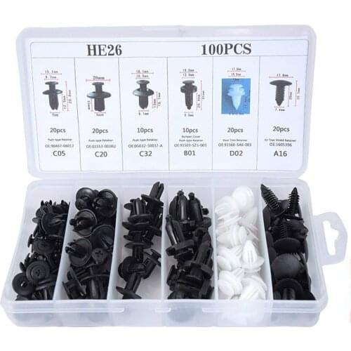 100PCS Car Clip Car Fastener Clip Universal Buckle Plastic Combination Set Nylon Clip