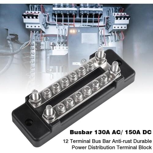 12 Terminal Bus Bar Anti-rust Durable Power Distribution Terminal Block for Car Boat Caravan