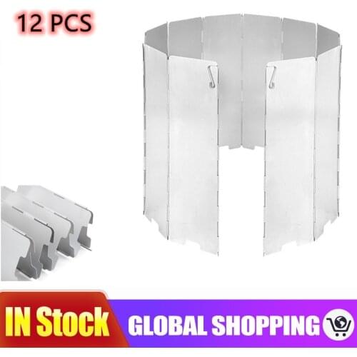 12 Plates Outdoor Gas Stove Wind Shield Foldable Camping Picnic Stove Burner Screen Windproof Windshield Cooking Alloy Alum