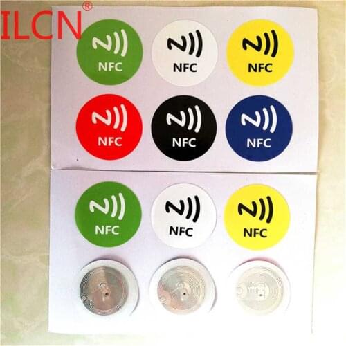 13.56MHz NFC Ntag213 Anti Metal Tags Stickers NTAG203 Adhesive Universal Label NXP Support Android NFC Phone 6 Colors (A set)