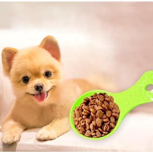 2PCS Pet Food Scoop Solid Color Cat Food Shovel Plastic Dog Food Scoop Curve Design Measuring Scoop Pet Feeding Supplies