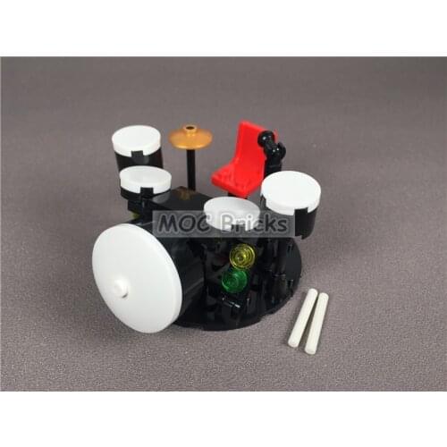 5sets/lot MOC Bricks DIY MOC Drum Kit Set Music Equipment Microphone Drumsticks building Blocks action figure Kids Dolls Gifts