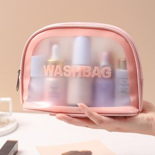 594C 1/3/6Pcs Travel Portable Clear Cosmetic Bag Letters Print Waterproof Makeup Storage Pouch Tote Handbag Zippered Large