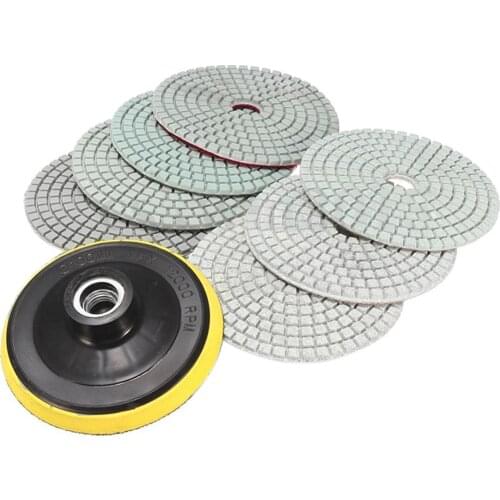 8Pcs/Set 4 inch Diamond Polishing Pads Kit Wet/Dry With Backer For Granite Marble Concrete Stone Polish Grinding Discs Hand Tool