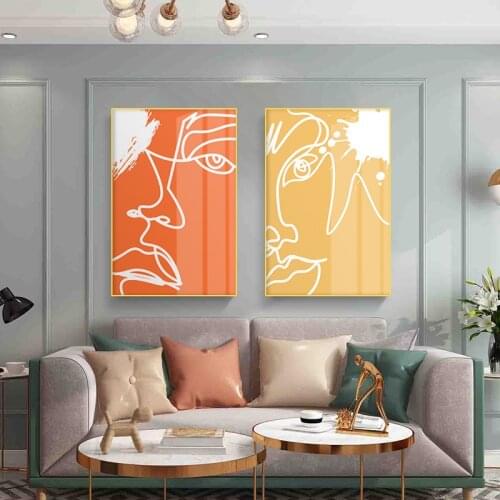 Abstract Canvas Painting Nordic Simple Wall Art Drawing Line Face Nordic Posters and Prints Pictures for Living Room Home Decor