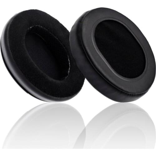 Hybrid Memory Foam Earpad - Black PU/Velour - Suitable For Large Over The Ear Headphones
