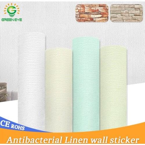 Antibacterial linen wall paper Self Adhesive Waterproof 3D Wallsticker DIY Brick stone for Living Room Bedroom Wall Decals Vinyl