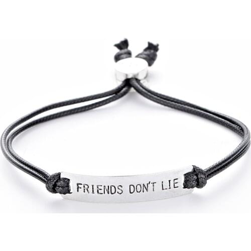 Stranger Things Eleven Adjusted Bracelet Friends don't Lie Letter Charm Bracelt Best Friend Cord Bracelet Jewelry Wholesale
