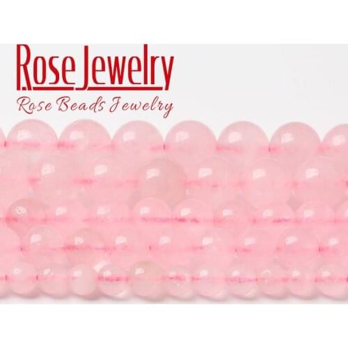 Natural Rose Quartz Crystal Stone Beads for Jewelry Making Round Loose Spacer Beads DIY Bracelet Necklace Accessories 4-12mm 15"
