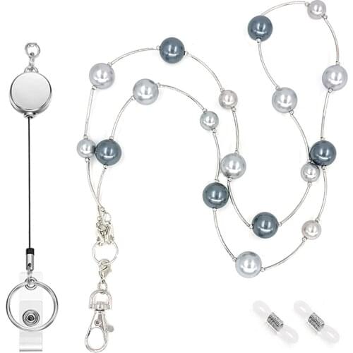 KURSHUNI Pearl Beaded Lanyard Necklace For Women Mobile Phones Keys ID Card Badge Holder High Quality Accesssories Wholesale