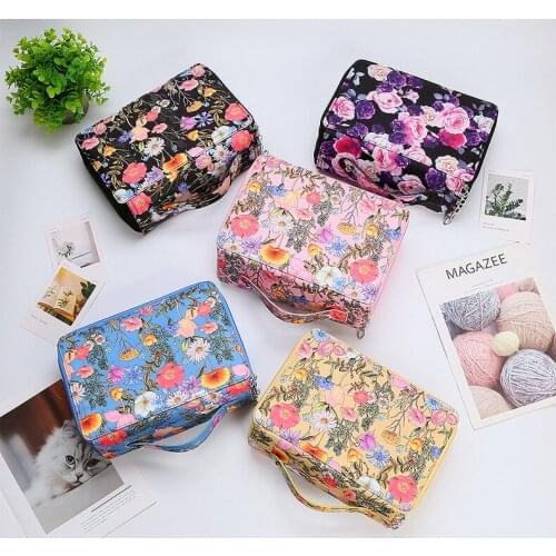 252 Slots Colored Pencil Case with Zipper Pencil Holder Oxford Fabric Flower Pattern Pen Organizer for Student or Artist