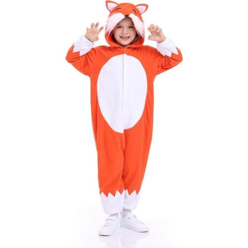 Kids Cute Fox Animal Cosplay Costume Children Cartoon Pajamas Boys Girls Tracksuit Bodysuit Winter Funny Show Beast Costume