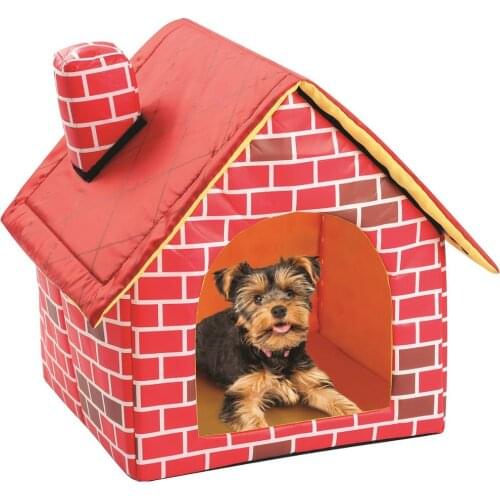 Pet Dog House Warm And Cozy Cat Bed Portable Red Brick Room For Dogs Outdoor Indoor Bed Pet Products Kids Drop Shipping